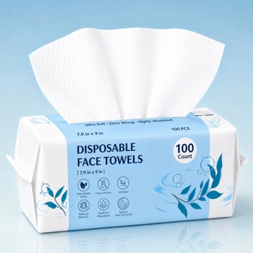 Apenkes Disposable Face Towels, 100 Count, Ultra Soft Facial Wipes