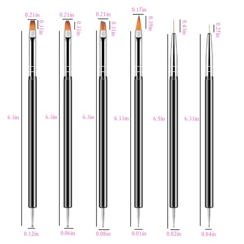 6-Piece Double-Ended Nail Art Brush Set for Precision Detailing