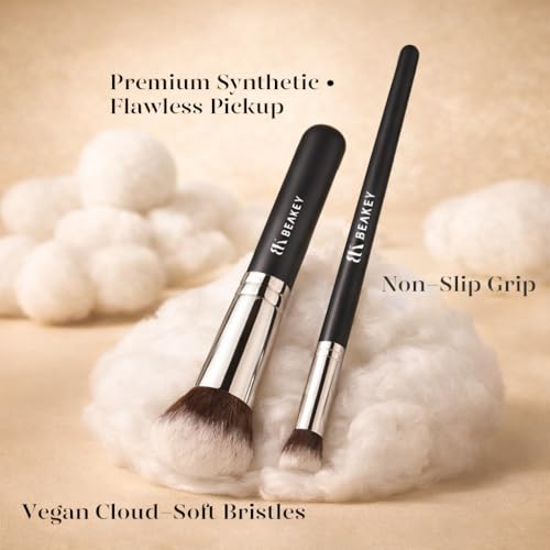 Beakey 13-Piece Makeup Brush Set with Black Case – 10 Brushes + 2 Sponges