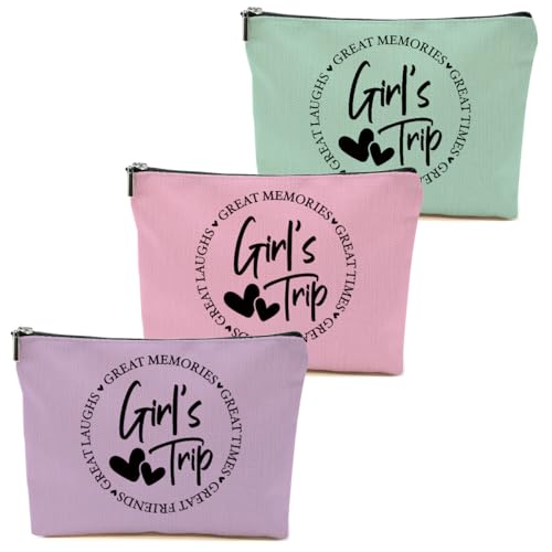 Girls Trip Makeup Bag Set - 3 Pcs Portable Cosmetic Pouches