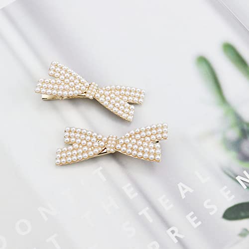 5 Pcs Pearl Bowknot Hair Clips - Elegant Duckbill Hair Accessories