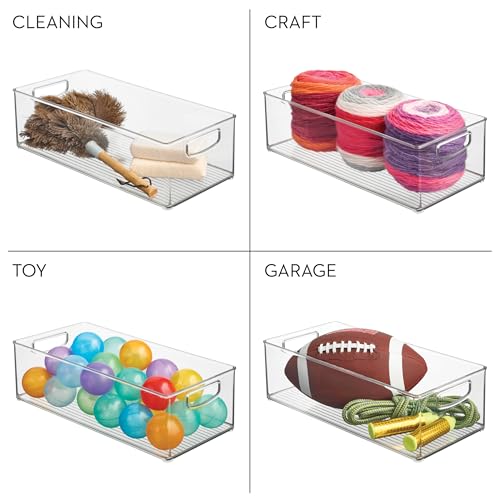 iDesign Stackable Clear Storage Bin - Kitchen Organizer with Handles