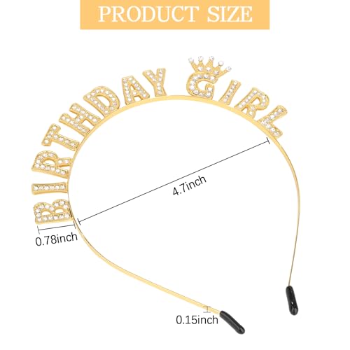 CIEHER Gold Birthday Headband Tiara Crown for Girls