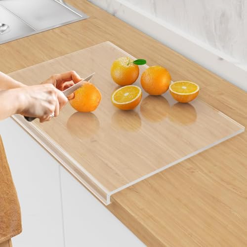 Acrylic Cutting Board with Counter Lip - Non-Slip & Durable 16x12