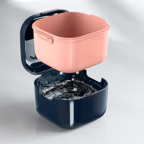 Blue Denture Cup and Retainer Case with Strainer Basket - Travel Oral Storage