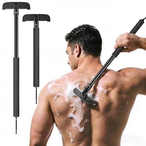 VEYLA Nick-Free Back Shaver for Men,17.7 in Extendable Aluminum Alloy Long Handle, 4.9 in Wide Replaceable Blade, Safe for Sensitive Skin, Wet or Dry Use DIY Full Back Hair Remover£¨1 Pack£©
