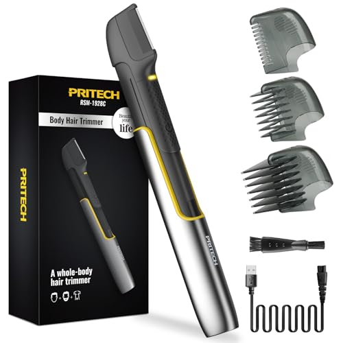 PRITECH Grey+Yellow Body & Pubic Hair Trimmer with Extendable Arm