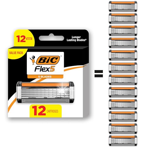 BIC Flex 5 Refillable Men's Razors with 12 Razor Cartridges