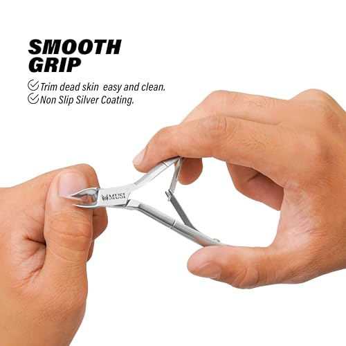 MUSI Cuticle Trimmer Nippers with Curved Nail Scissors for Women