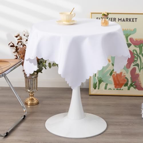 36x36 Inch White Tablecloth - Wrinkle Resistant for Parties & Weddings