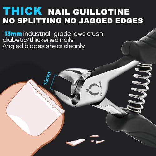 Wanmat Upgraded Toenail Clipper with Catcher | Heavy Duty Thick & Ingrown Nail Cutter for Men & Seniors