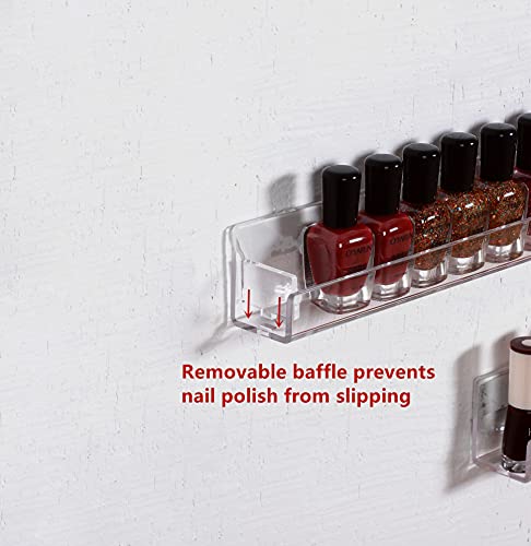 LikeU Clear Acrylic Nail Polish Rack Shelf - 4 Pack Wall Mounted Organizer