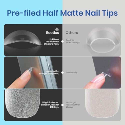 Beetles Gel Nail Kit - 504 Pcs Almond Nail Tips with UV/LED Lamp