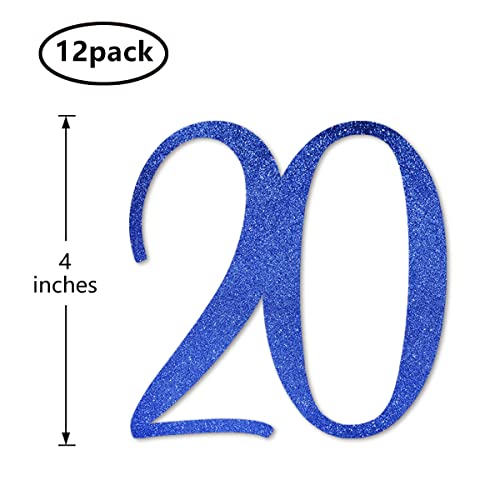 Blue Glitter Number 20 Centerpiece Sticks - 12-Pack Party Decorations
