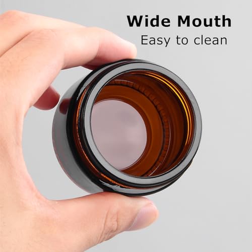 24 Pack 4oz Amber Glass Jars with Black Lids - Reusable Cosmetic & Travel Containers