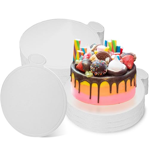 4-Inch Round Cake Boards - 50 Pack White Disposable Dessert Plates