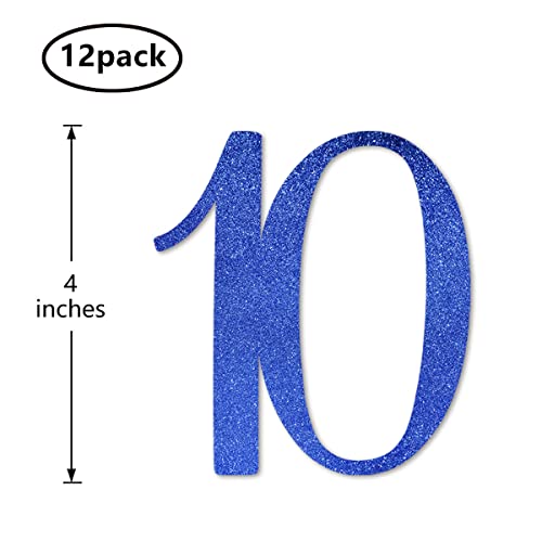 Blue Glitter Number 10 Birthday Centerpieces - 12-Pack