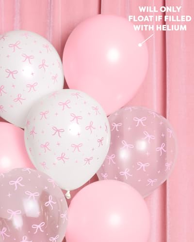 xo, Fetti 24pk Pink Bow Latex Balloons - 12" Party Decor