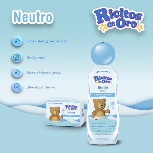 Ricitos de Oro Neutro Shampoo 250ml - Gentle Daily Cleanser for All Hair Types
