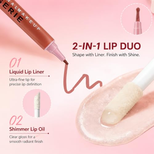 MAVENI Liquid Lip Liner & Lip Oil Set - 05 Peach Nude, Waterproof Glossy Finish