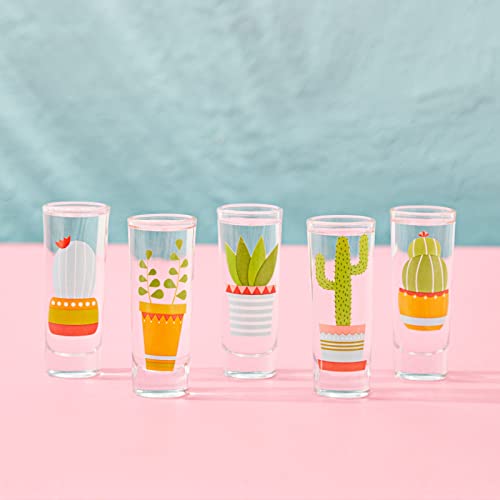 Cactus Shot Glasses Set - 5-Pack, 2 Oz Colorful Tequila Glasses
