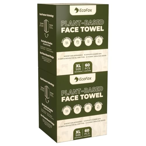 EcoFox Disposable Face Towels XL, 10x12 Inch, 120 Pack, Dual-Textured Wipes