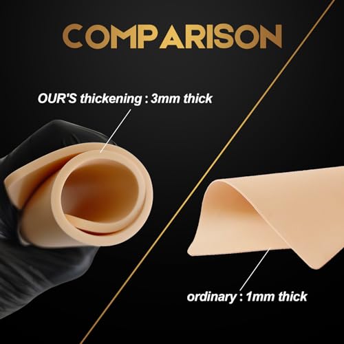 Jconly 3mm Thick Tattoo Practice Skin - 10 Pack Double-Sided Silicone Sheets