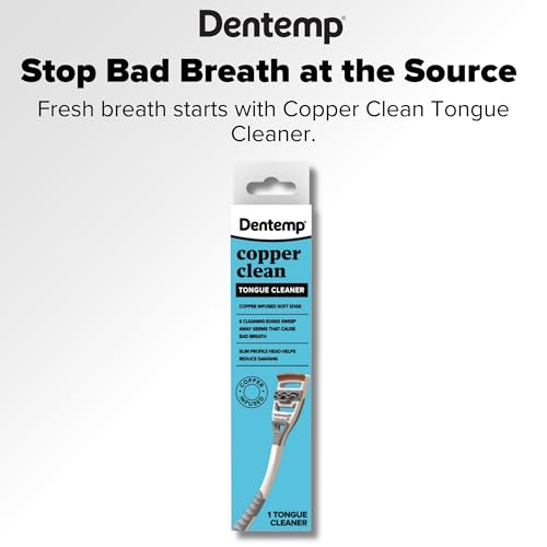 Dentemp Copper Infused Tongue Scraper - 2 Pack, Oral Hygiene Tool for Fresh Breath