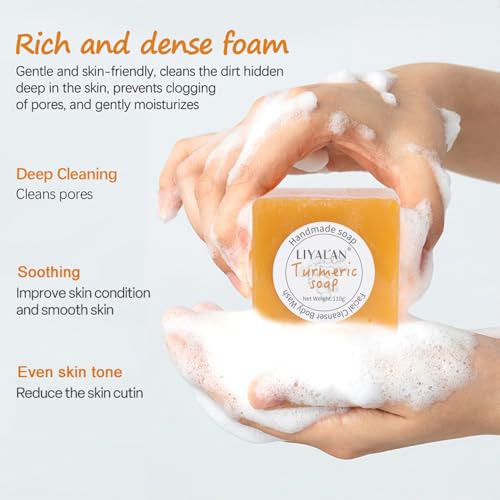 LIYALAN Turmeric Soap Bar for Deep Cleansing & Smooth Skin