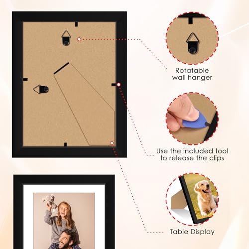6x8 Picture Frame Set of 4 - Black Collage Frames with HD Plexiglass