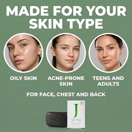 Jericho Acne Drying Bar Soap Pack of 1 - Dead Sea Mineral Facial & Body Cleanser for Oily Skin, Teens & Adults