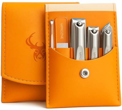 MPKDZNE 5-in-1 Nail Clipper Set with Leather Case - Manicure & Pedicure Tools