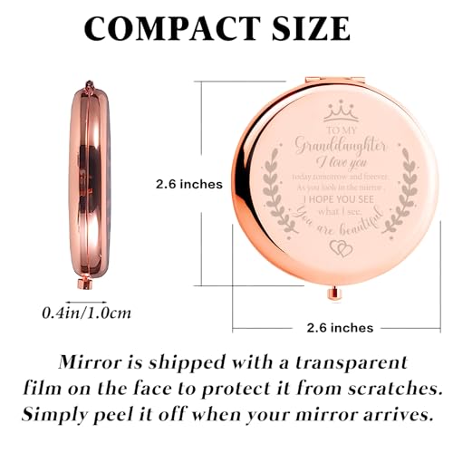 Granddaughter Rose Gold Compact Mirror - Personalized Gift from Grandma