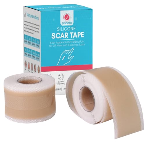 SCICOFIX Thin Silicone Scar Tape Roll for Face & Small Scars - 1.2"x120", 2 Rolls