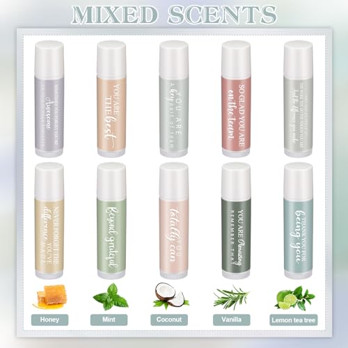 Swiffen 30 Sets Employee Appreciation Lip Balm Gift Sets with Inspirational Quotes - Bulk, Macaron Design, 5 Flavors
