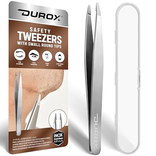 DuroX Precision Round Tip Tweezers for Facial Hair Removal