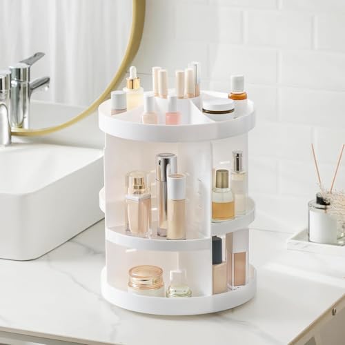 HBlife 360 Rotating Makeup Organizer - Adjustable Cosmetic Storage Carousel