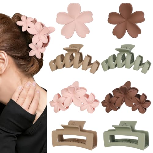 SMKSL Floral Hair Claw Clips for Women - 4 Pack Non-Slip Matte Clips