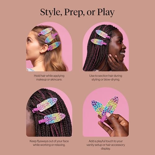 Lisa Frank x Kitsch XL Creaseless Hair Clips - 2pcs Rainbow Leopard