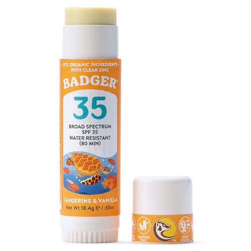 Badger Kids Sunscreen Face Stick SPF 35 - Zinc Oxide, Organic, Reef Safe