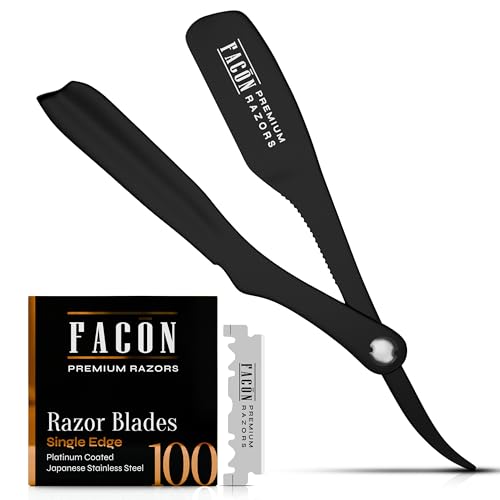 Facón Professional Straight Edge Razor Kit with 100 Platinum Blades