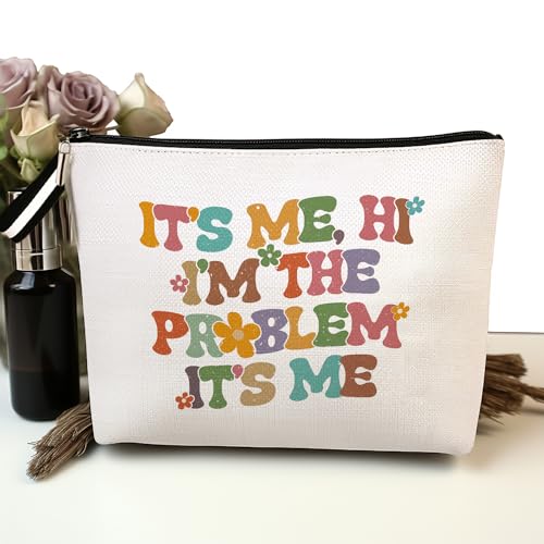 It's Me Hi I'm The Problem Cosmetic Bag for Women Travel Makeup Bag - Beige - Jepuyaya