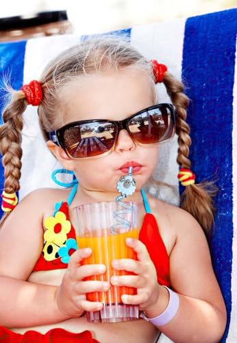 24 Reusable Farm Animal Straws with Cleaning Brushes - Party Supplies