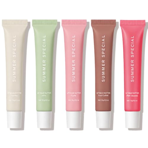 5PCS Lip Butter Balm Set - Hydrating, Nourishing Lip Gloss with Shea & Olive Oil