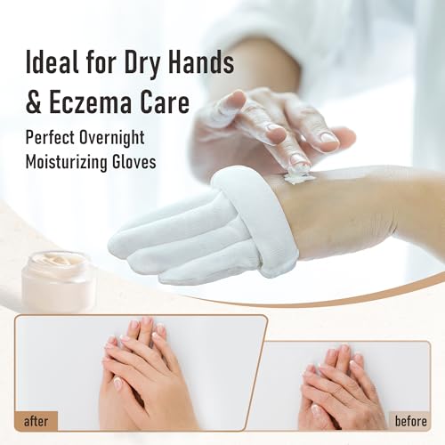 Cooljob 4-Pair Cotton Moisturizing Gloves Size L with Elastic Cuff
