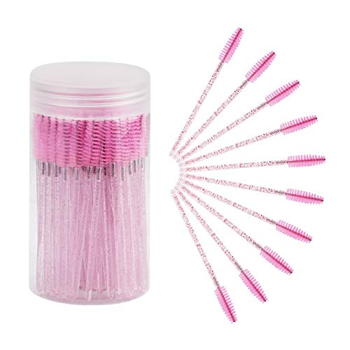 100PCS Light Pink Disposable Eyelash Spoolies with Container