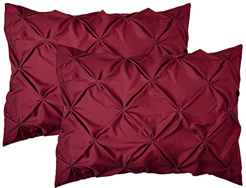 Elegant Comfort King Sham Set - 2-Piece Pinch Pleat Microfiber, Burgundy