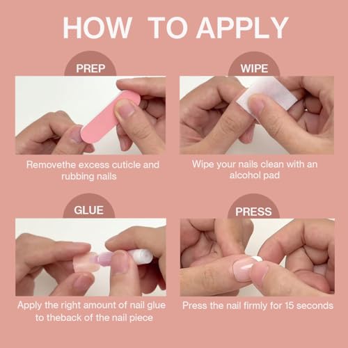 ESLALA Short Squoval Chrome Press-On Nails with Pink Aurora Finish, Reusable 32-Piece Kit - Champagne Variation