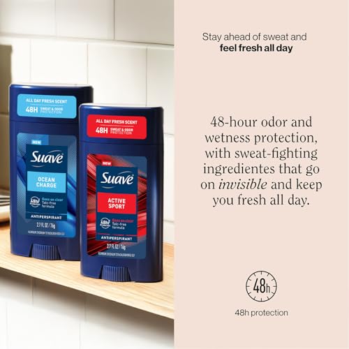 Suave Antiperspirant Deodorant for Men, 48-Hour Protection, 4-Pack