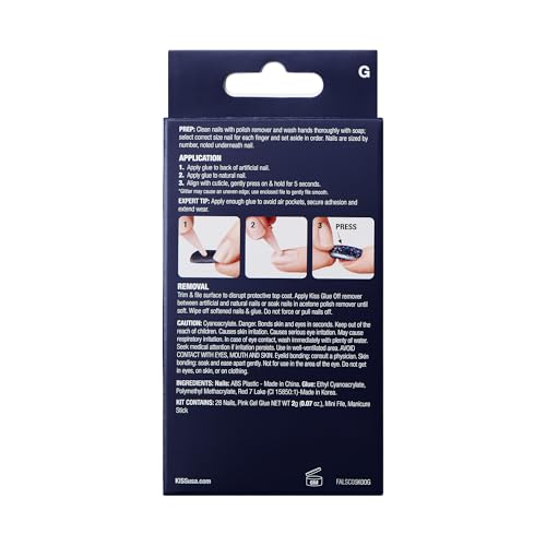 KISS Gel Fantasy Press-On Nails - Long Almond Fake Nails, 28 Piece Kit